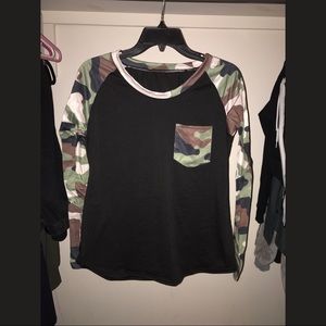 Camo sleeved long sleeve tee